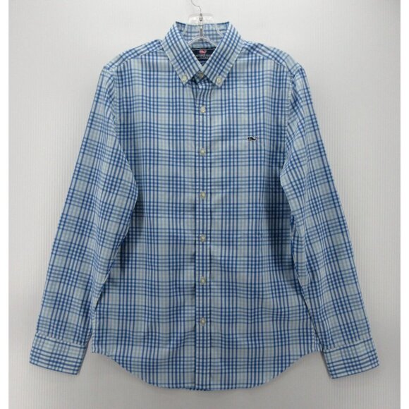 Vineyard Vines Shirt Small Performance Slim Fit Whale Button Up Plaid - Picture 1 of 10